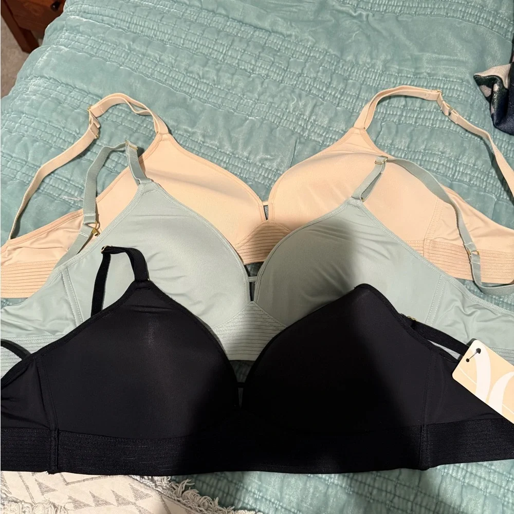 Lively Wireless Comfort Bra Trio — Black, Sage, Nude